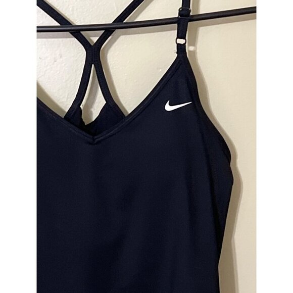 Nike Womens Black Strappy V-Neck Sports Tank Top M Beachy Swim Tropical Vacation - Picture 2 of 11